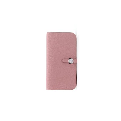 HERMÈS DOGON LONG WALLET ROSE CLEMENCE WITH SILVER HARDWARE (20*12cm) 